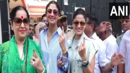LS Polls: Shilpa Shetty casts vote in Mumbai with her mother and sister Shamita